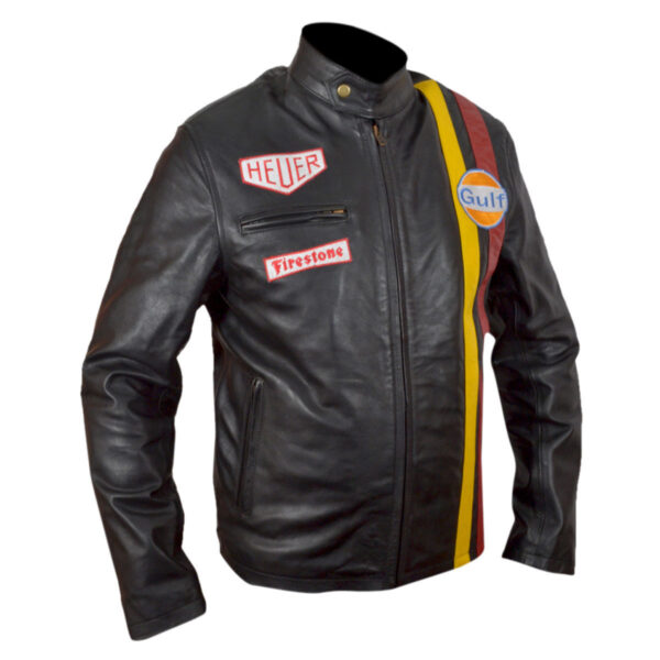 Steve McQueen Grand Prix Gulf Leather Jacket | Le mans in France
