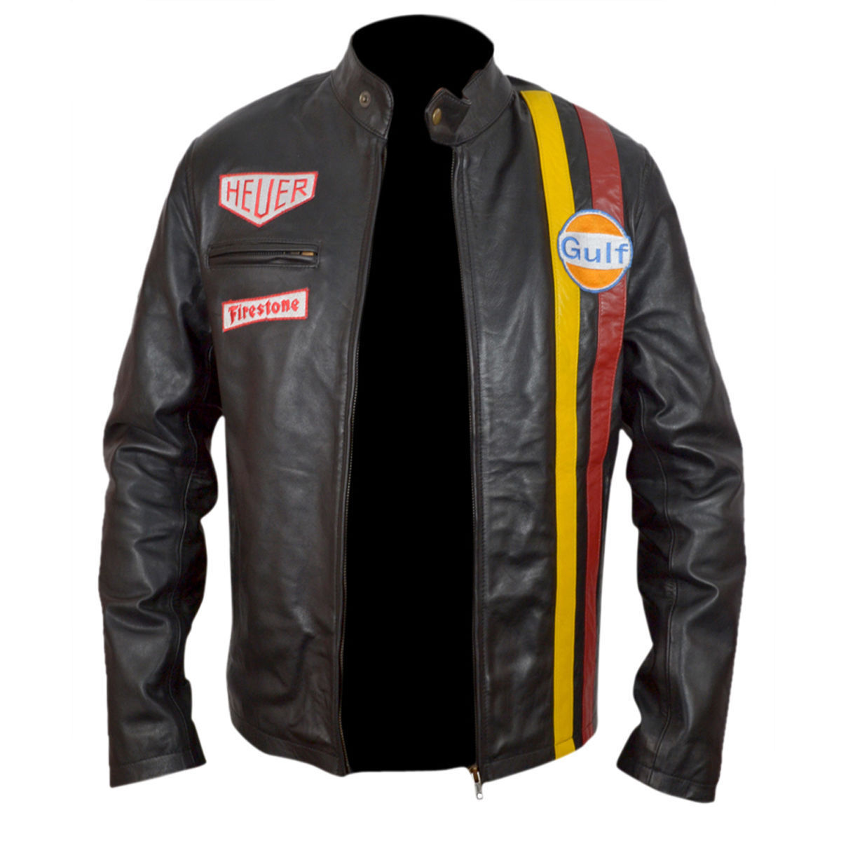 Steve McQueen Grand Prix Gulf Leather Jacket | Le mans in France