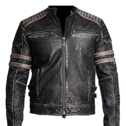 retro leather biker jacket