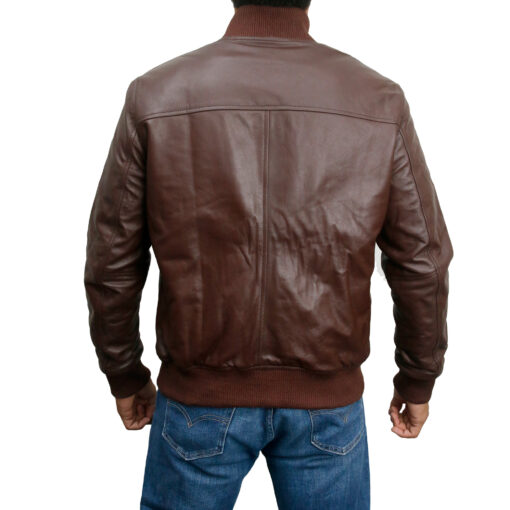 Men's Italiano Classic Brown Nappa Leather Bomber Jacket